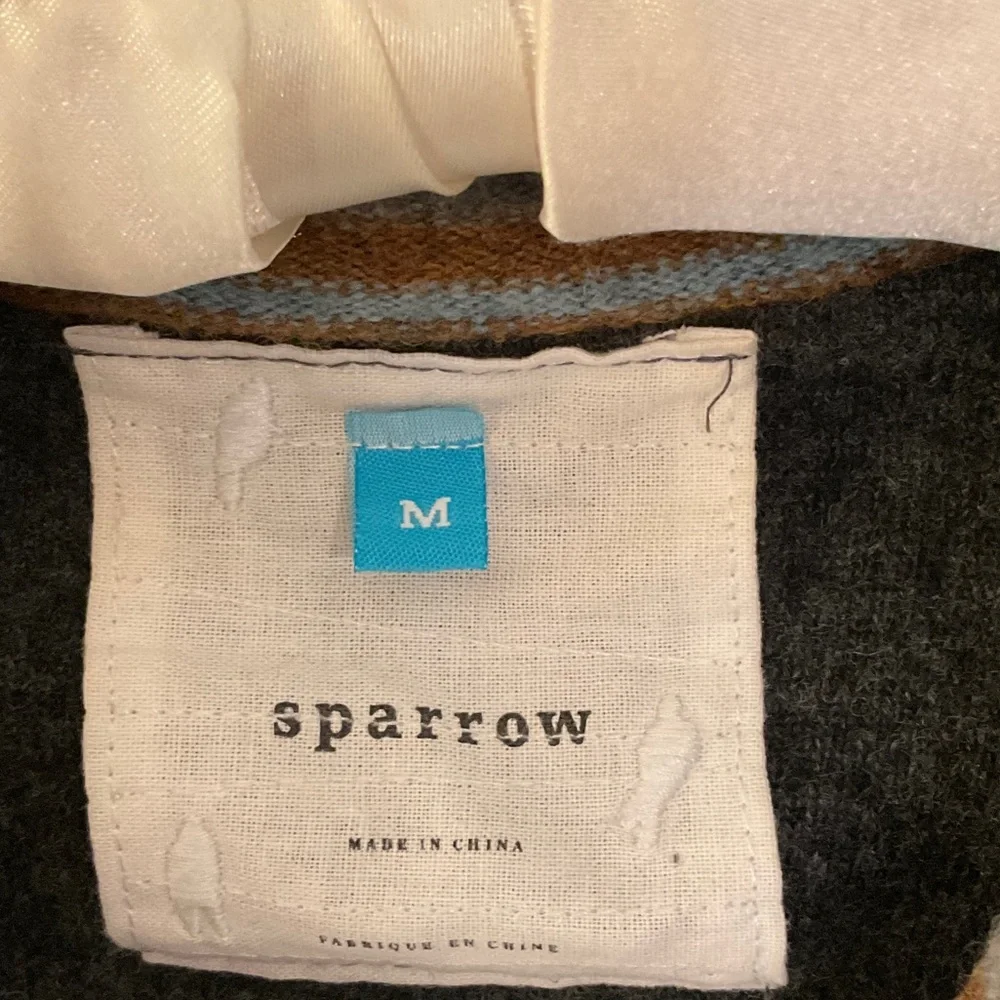 Anthropologie Sparrow 100% Lambs wool Sweater/Blazer with Striped Details - Picture 2 of 6